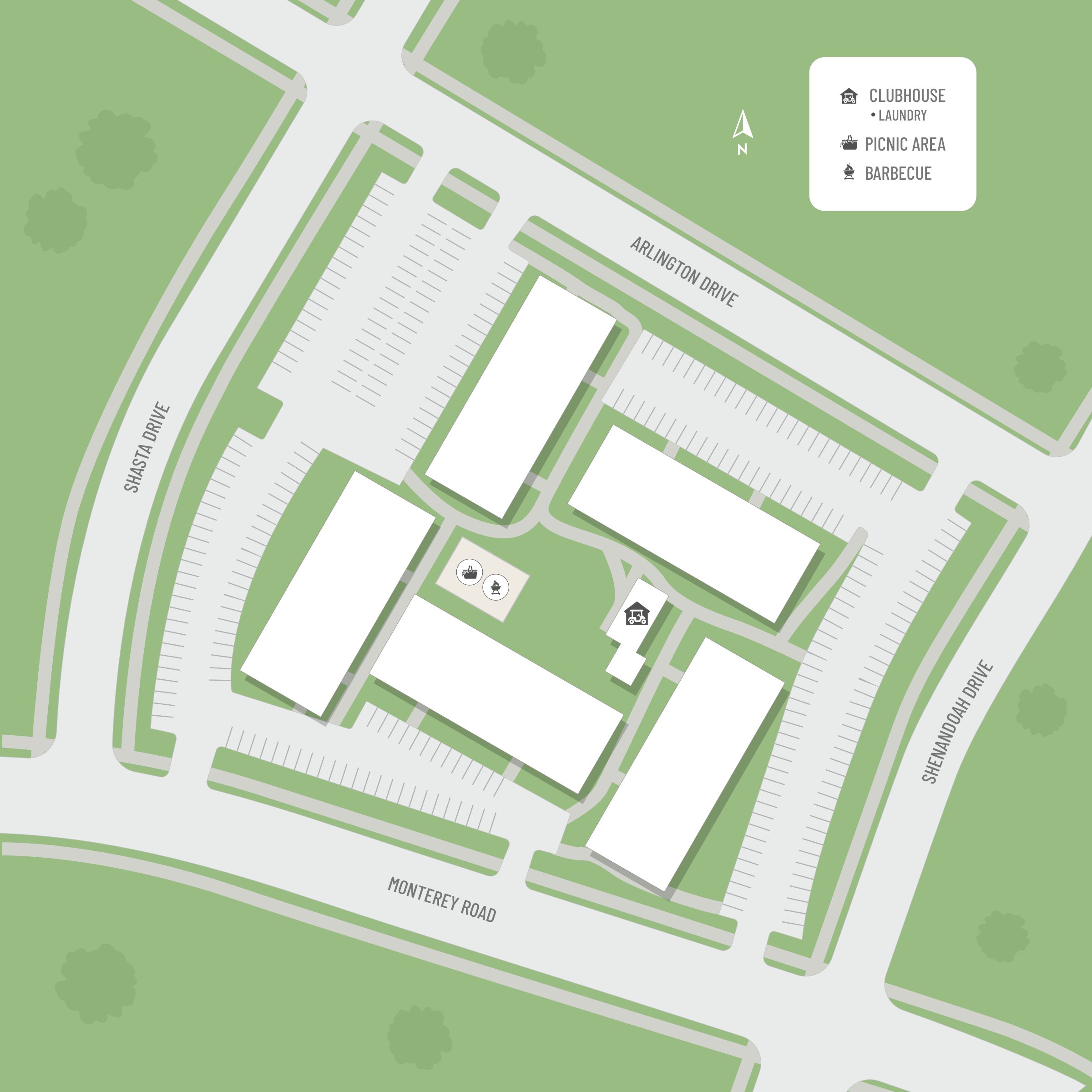 Site map for Sedona Ridge Apartments, located at 2713 Arlington Drive, Colorado Springs, Co